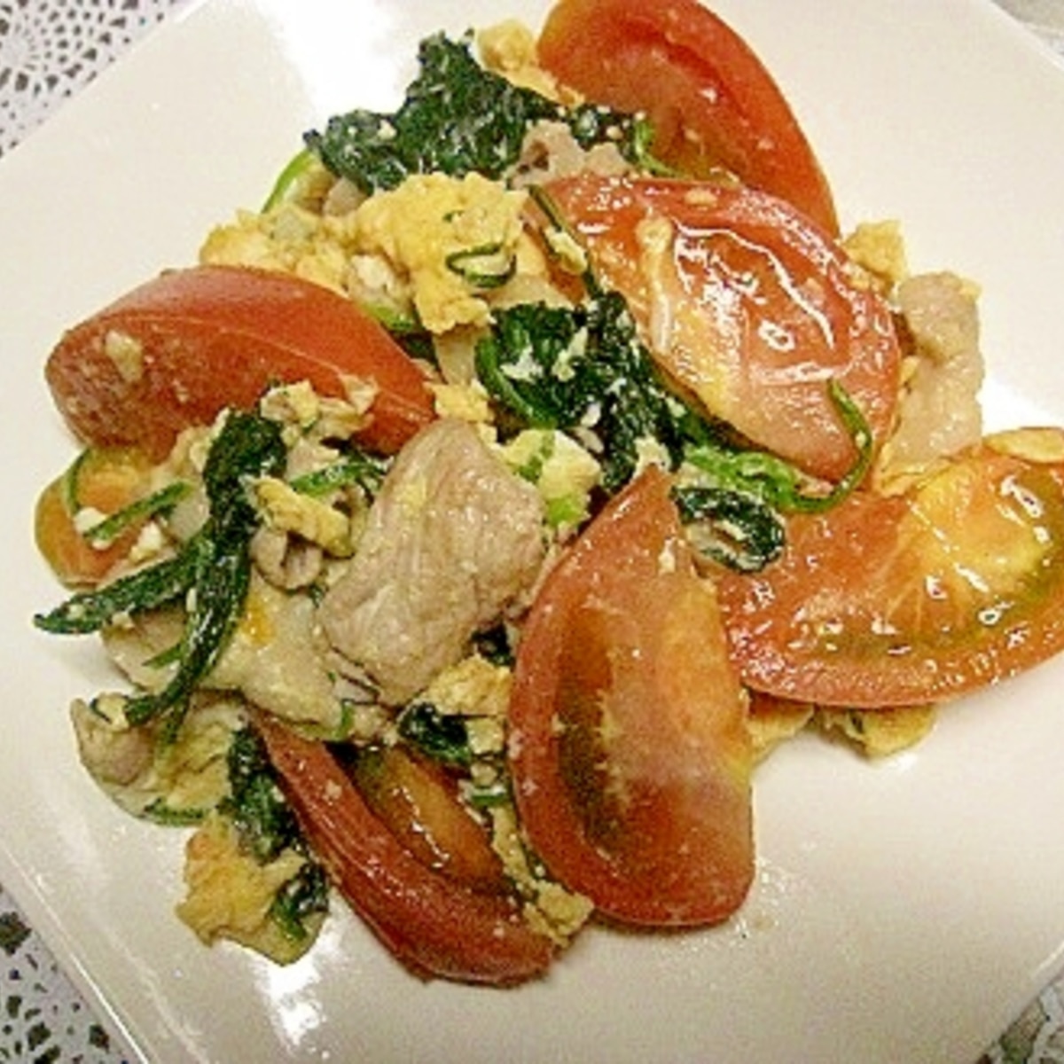 ほうれん草とトマトと豚肉炒め レシピ 作り方 By luna 楽天レシピ ほうれん草とトマトと豚肉炒め レシピ 作り方 By luna 楽天レシピ